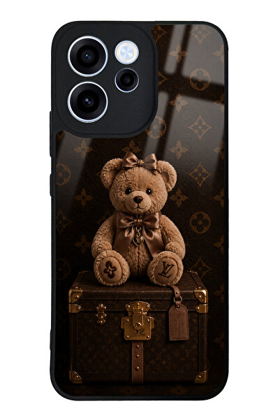 Spoyi Oppo Reno 15F Luxury Brown Teddy Tasarımlı Glossy Telefon Kılıfı