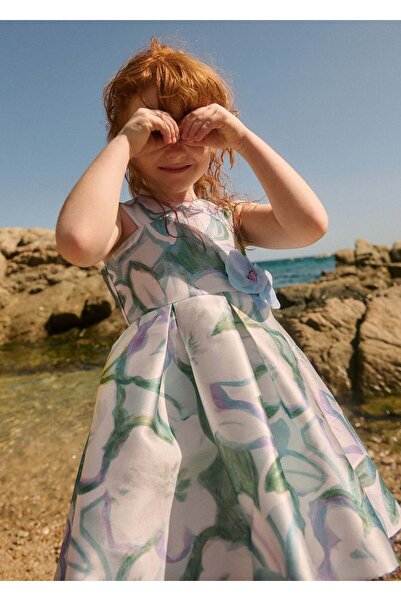 Abel & Lula Mayoral Abel Lula Girl's Floral Taffeta Evening Dress Green