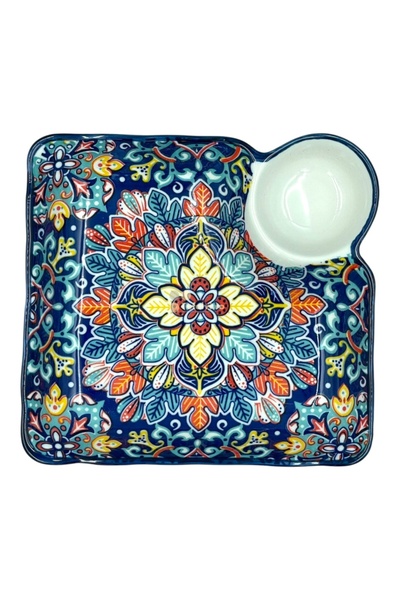 Ceramica Martinescu Platou din ceramica, albastru, pentru servire, sosiera in...