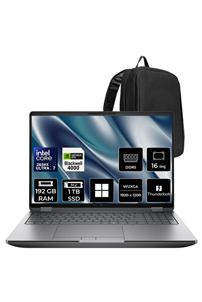 HP ZBook Fury G1i Core Ultra 7 265HX RTX Pro 4000 Blackwell 16GB 192GB RAM 1T...