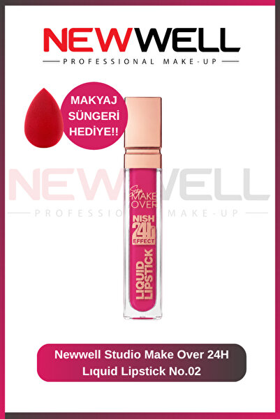 New Well Studio Make Over 24H Matte Lıquid Lipstick No.01 & Makyaj Süngeri He...