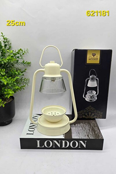 WAHJ ALMASAH Luxury Ramadan Lantern Incense Burner White Color Clear Glass In...