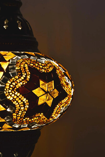 Design Otantik Mozaik Cam Masa Lambası Dekoratif Gece Lambası Abajur