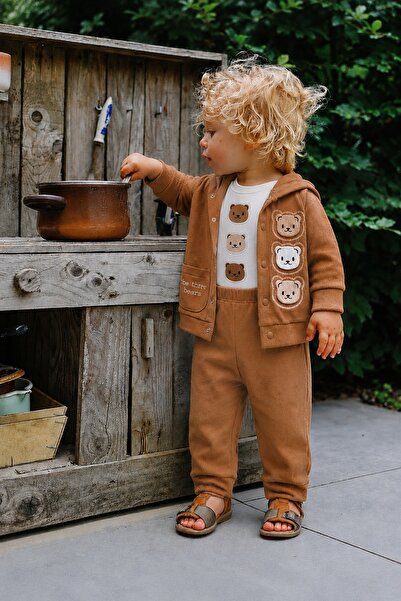 METEOR BABY Baby Boy Set - Children's Set - Hooded Top and Bottom Set with Th...
