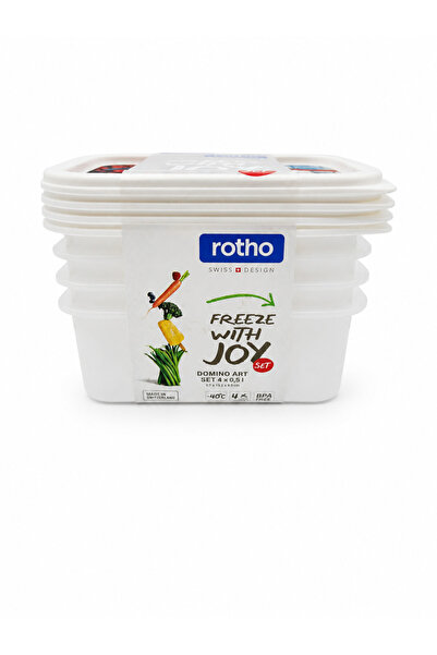 Rotho Set 4 recipiente alimentare Domino, 0,5 L, pentru congelator și depozitare