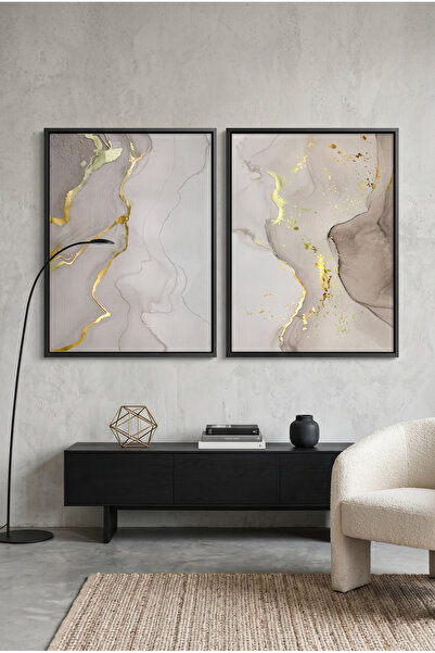 Jasmine Art Whispering Gold Set of 2 Islamic Wall Art | Framed Canvas Print |...
