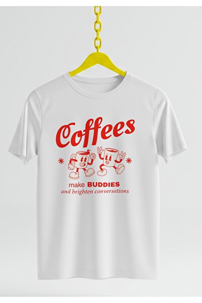 MAGORS Coffees Printed Oversize Retro Vintage Crew Neck Cotton T-Shirt for Wo...