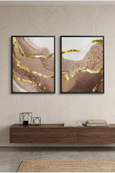 Jasmine Art Gilded Dunes Set of 2 Islamic Wall Art | Framed Canvas Print | Ar...