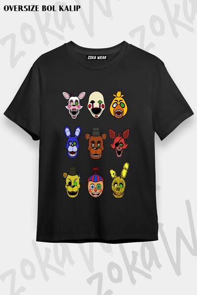 ZOKAWEAR Unisex Loose Fit Fnaf Five Nights V11 Printed T-Shirt