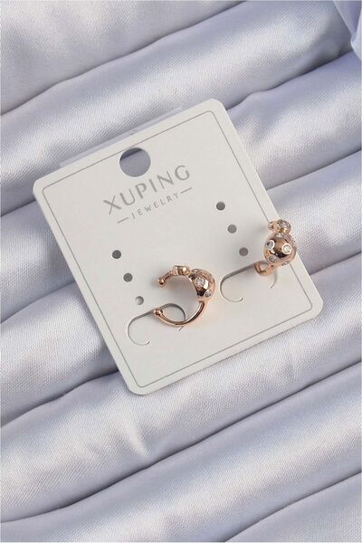 Generic Brand Xuping Rose Color Zircon Stone Curved Heel Earcuff Earrings