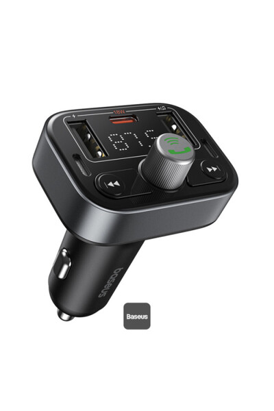 Baseus Transmițător FM S-09 Pro Bluetooth 5.3, 2xUSB, USB-C PD 18W, Negru