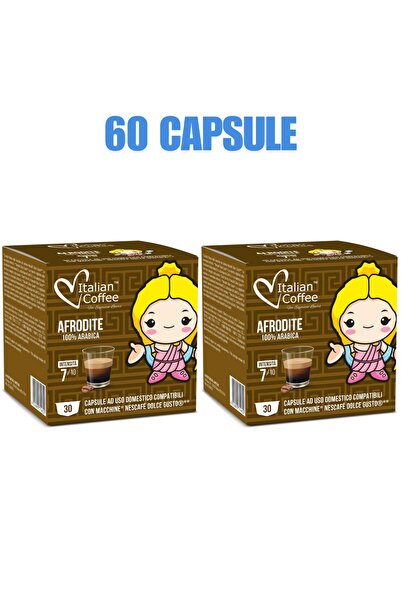 Italian Coffee 60 Capsule Cafea Afrodite 100% Arabica-Compatibile Dolce Gusto