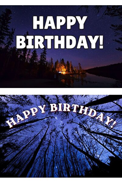 OEM Set 2 Felicitari Happy Birthday Starry Night Woods, Design Magic, Carton ...
