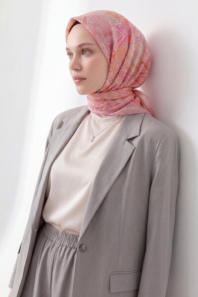 Silk Home Soft Eşarp Geometrik Pembe