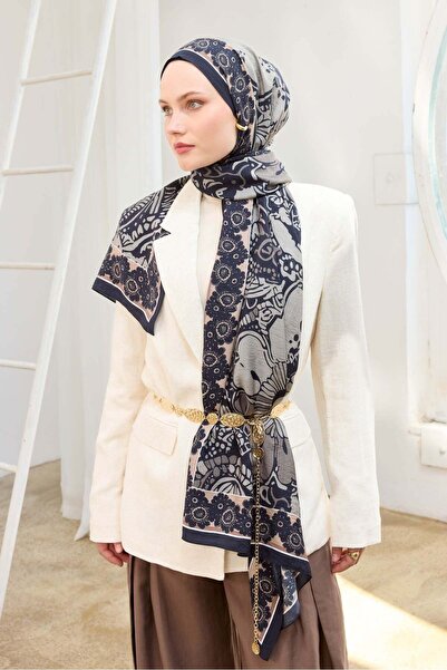 Silk Home Urban Hours Flower Navy Blue Mayda Shawl