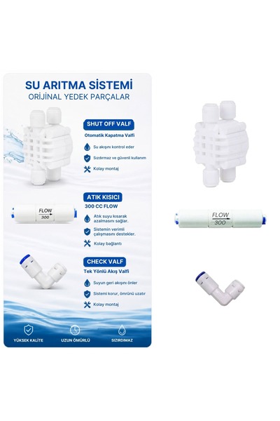 Evora Su Arıtma Cihazı Yenileme Kiti Shut Off - Flow - Check Valf Quick