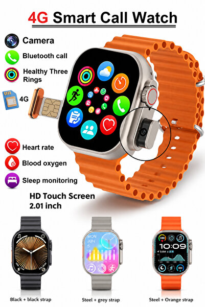 Baytix HOME 4G Smart Watch with Camera, SIM Card Calling, Bluetooth Call, Hea...