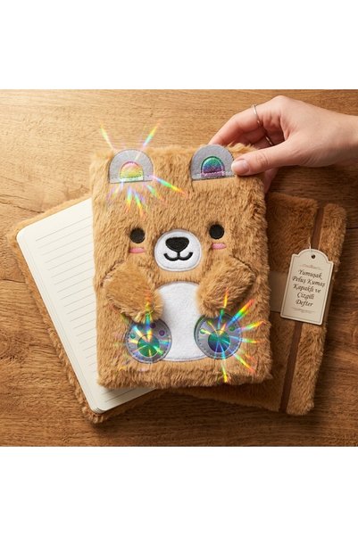 Lady Fify Cat and Dog Design, Premium Soft Plush Fabric Cover and Lined Notebook (75 Sheets / 150 Pages)