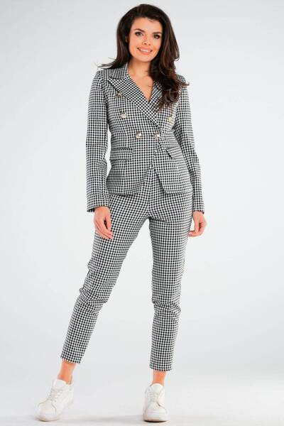Awama Pantaloni dama, Awama, Poliester, Alb/Negru, XL