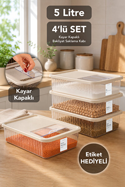Meleni Home Set de 4 recipiente de depozitare cu capac glisant - Organizator ...