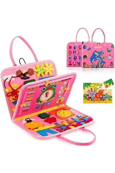 Montessori Aktiviteli Keçe Eğitim Kitabı Busy Board - 4 Sayfa
