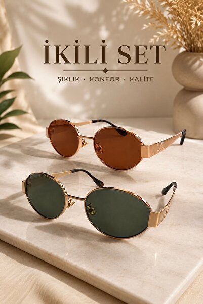 PİYESBOUTİQUE Alev 56 Ekartman Set of 2 Unisex Women Men Uv400 Protected Oval...