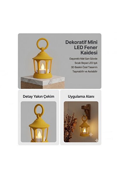 Aksefuar Lazer Dekoratif Fener Mini Kaide – Led Mumlu Modern Masaüstü Aydınla...