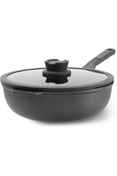 Berghoff Leo Stone Cast Aluminum Wok Pan with Non-Stick Lid, 28 cm