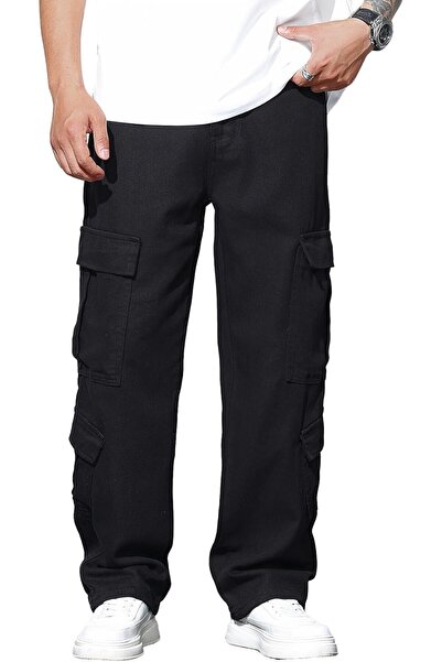 OEM Pantaloni bărbătești baggy Cargo Jeans croi larg lejer streetwear Y2K neg...