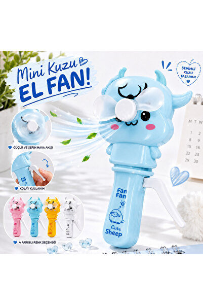 MİNDO Cute Sheep Mini Kuzu El Fanı Basmalı Serinletici Oyuncak Fan 4 Renk Seç...