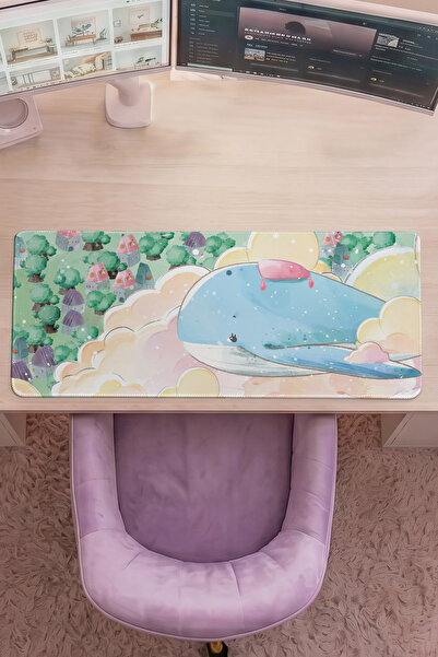 Charmbi Magic Whale Mouse Pad – Mousepad pentru gaming 40x90, bază anti-alune...
