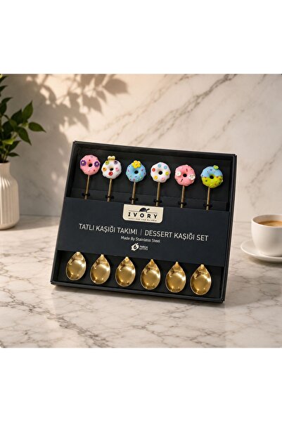 IVORY Donut Figürlü Gold Çay/Kahve Kaşığı
