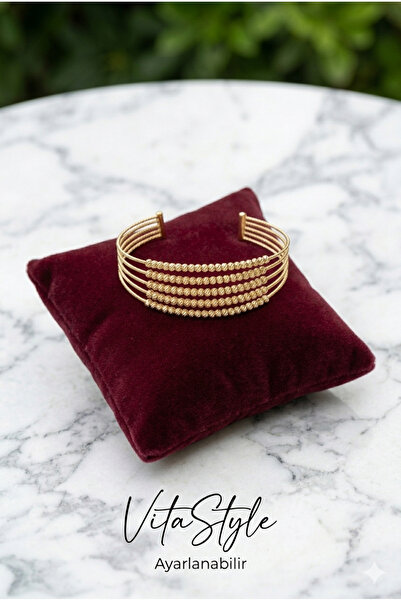Vitastyle ALTIN RENK 14K VIP KAPLAMA MİNİMAL DORİKA TASARIM AYARLANABİLİR BİL...