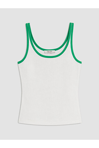 LC Waikiki White U-Neck Women's Ribbed Tank Top