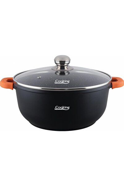 Heinner Oală din aluminiu turnat cu capac de sticlă, Dark Line, 36 cm, 13.5 L...