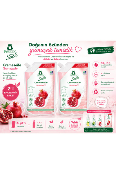 Frosch Senses Pomegranate Cream Soap 500 ml – Natural Ingredients, Skin-Frien...