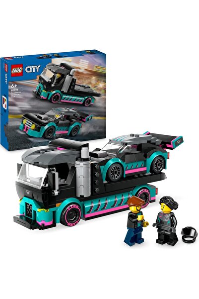 LEGO City Race Car and Car Carrier Truck Toy, Vehicle and Transporter Buildin...