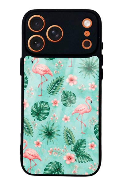 Spoyi iPhone 17 Pro Max Tropical Flamingo Design Glossy Phone Case