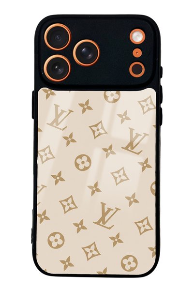 Spoyi iPhone 17 Pro Cream Lv Design Glossy Phone Case