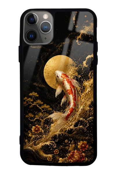 Spoyi iPhone 11 Pro Max Golden Koi Elegance Design Glossy Phone Case