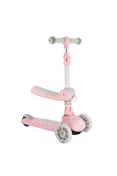 Momi Trotineta transformabila cu sezut pliabil si lumini LED, Debe - Pink