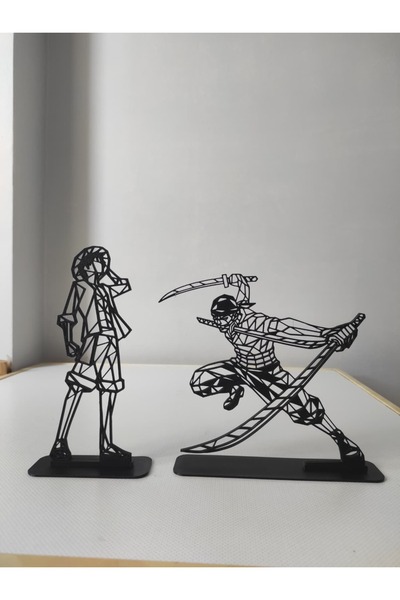FigurBende Roronoa Zoro & Monkey D. Luffy One Piece Geometrik Tasarımlı 3D Du...