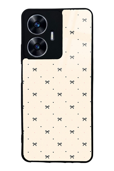 Spoyi Realme C55 Beige Coquette Pattern Design Glossy Phone Case