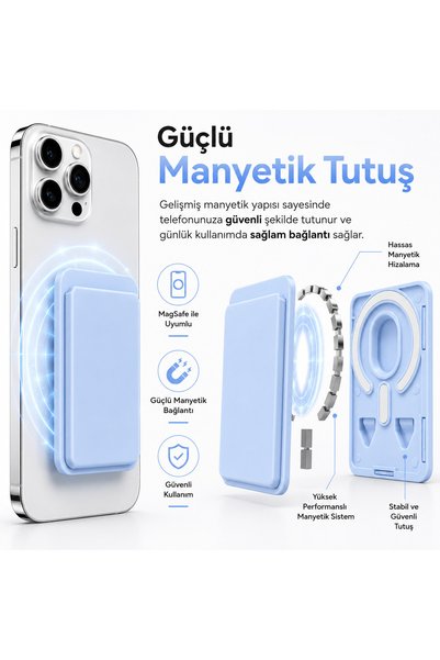 Coverzone Suport magnetic pentru carduri compatibil MagSafe, suport pentru carduri pentru telefon cu capacitate pentru 2 carduri, suport subțire pentru carduri cu magnet puternic, compatibil cu iPhone, albastru