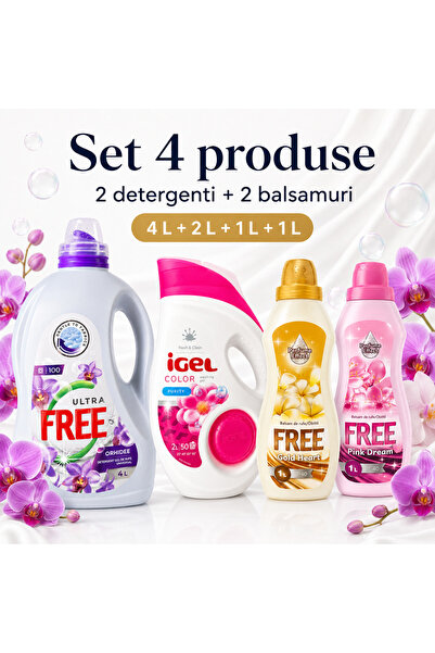 FREE Set 4 Produse pentru Rufe, Ultra Orhidee 4 L, iGel Color 2 L, Gold Heart...