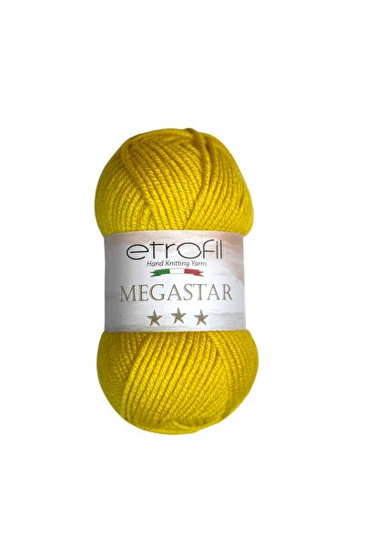 Etrofil Fir de tricotat MegaStar Galben 75% Acril 25% Lână 100g 110m (72191)