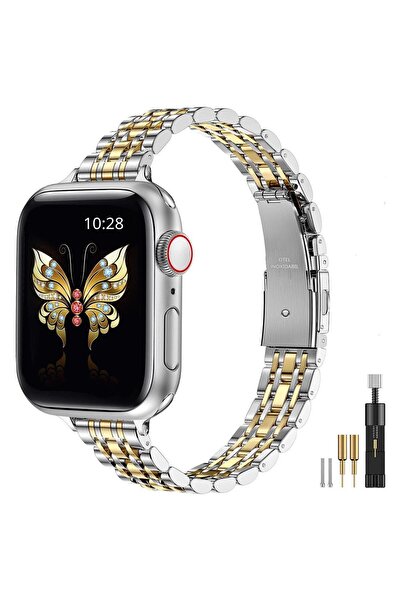 MİOHAS Каишка, съвместима с Apple Watch 42-49 мм, тънък регулируем дизайн, не...