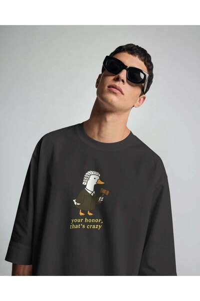 buzagi tasarım ürünleri That's Crazy Unisex Oversize Black T-Shirt