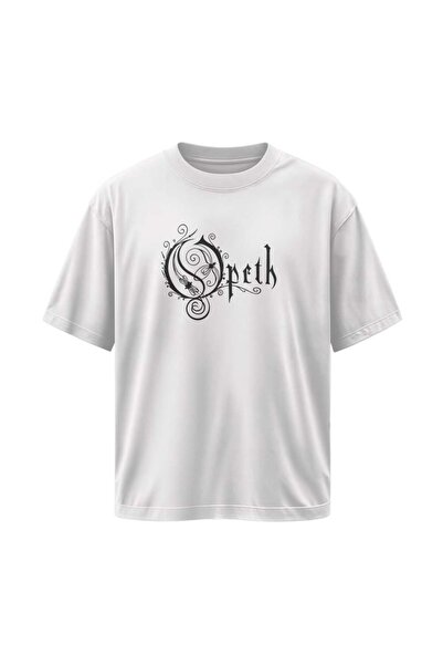 buzagi tasarım ürünleri Opeth Unisex Oversize White T-Shirt