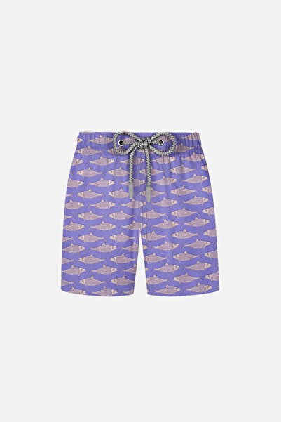 AYYILDIZ 2106 Purple Fish Patterned Boys' Swim Shorts